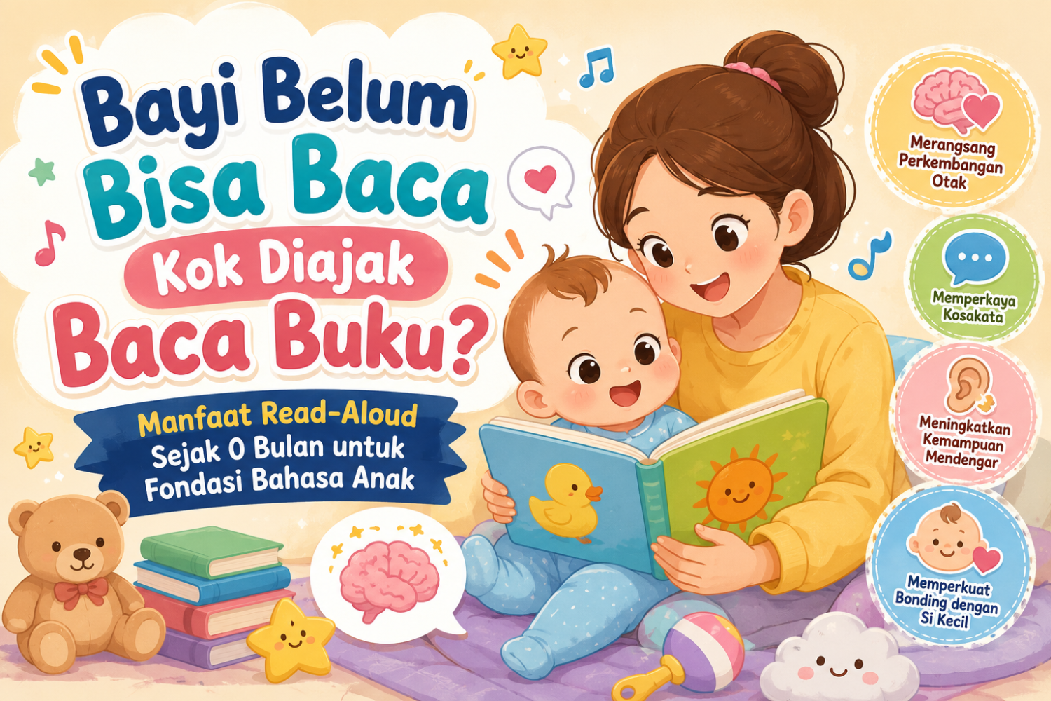 Bayi Belum Bisa Baca Kok Diajak Baca Buku? Manfaat Read-Aloud Sejak 0 Bulan untuk Fondasi Bahasa Anak