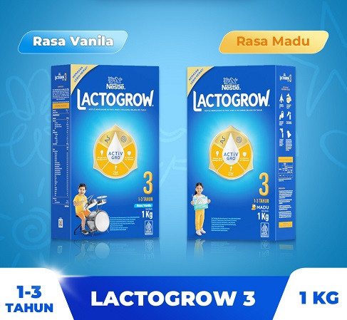 Lactogrow 3 Vanila/Madu 1000gr - Susu Formula 1-3 Tahun
