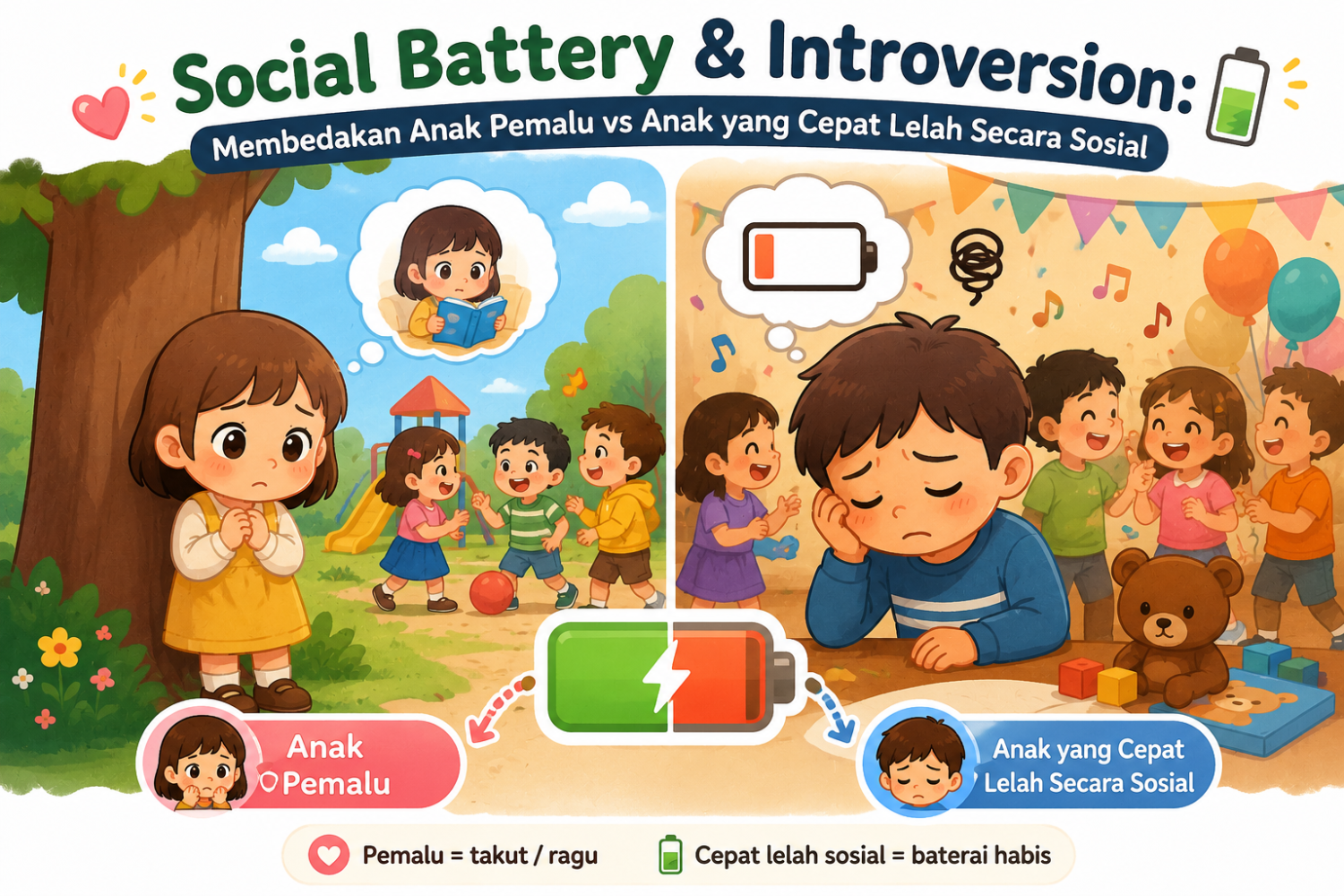 Social Battery & Introversion: Membedakan Anak Pemalu vs Anak yang Cepat Lelah Secara Sosial
