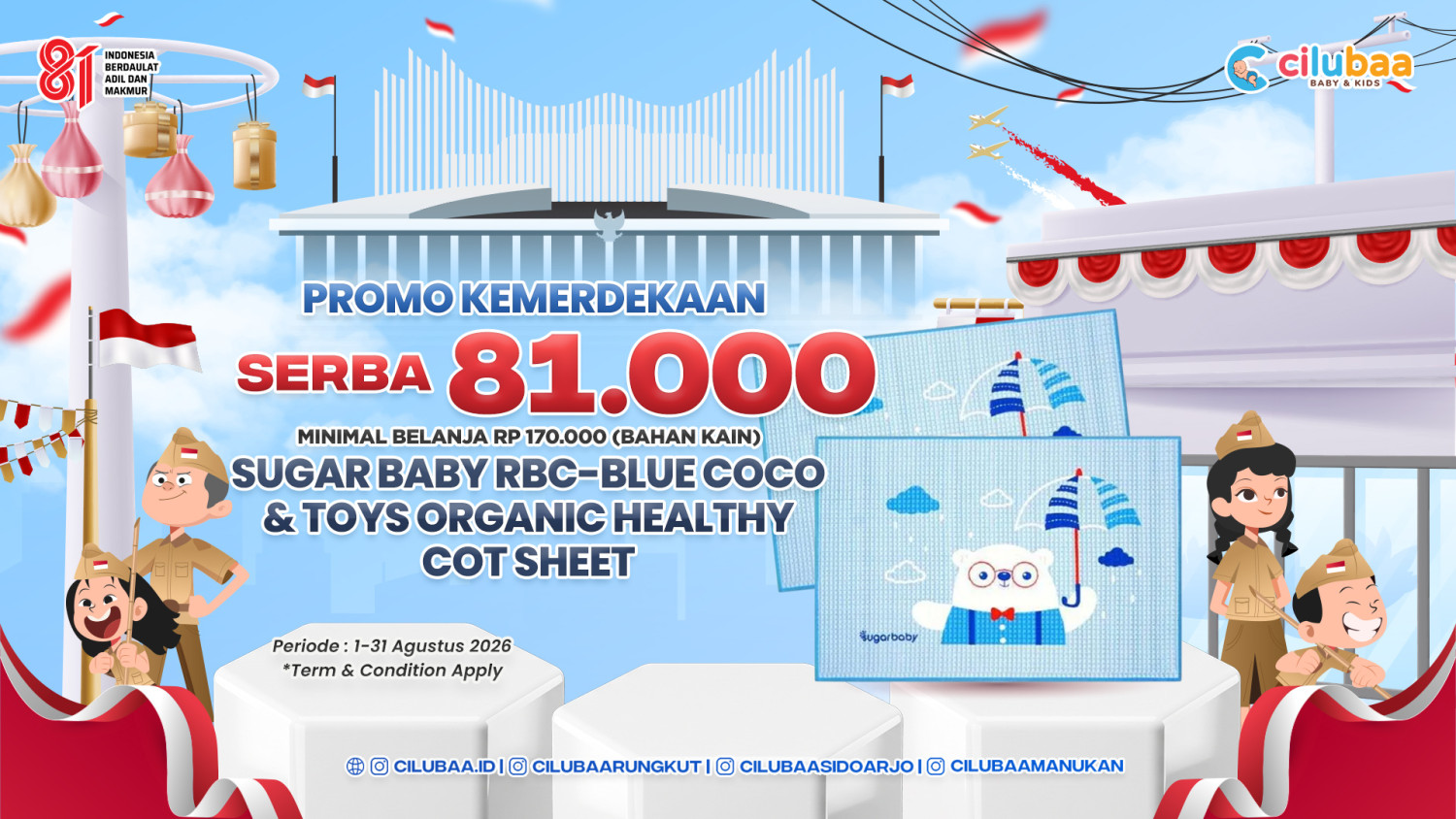 PROMO! ugar Baby RBC - Blue Coco & Toys Organic Healthy Cot Sheet!