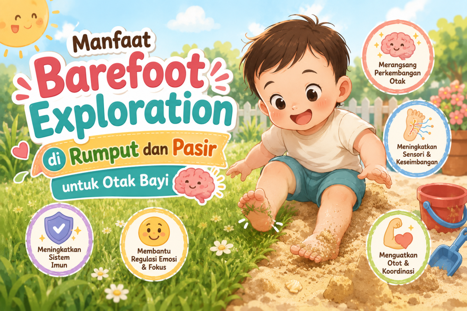 Manfaat Barefoot Exploration di Rumput dan Pasir untuk Otak Bayi