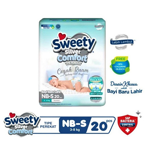 Sweety Silver Comfort NB-S40/S20 - Popok Perekat Bayi