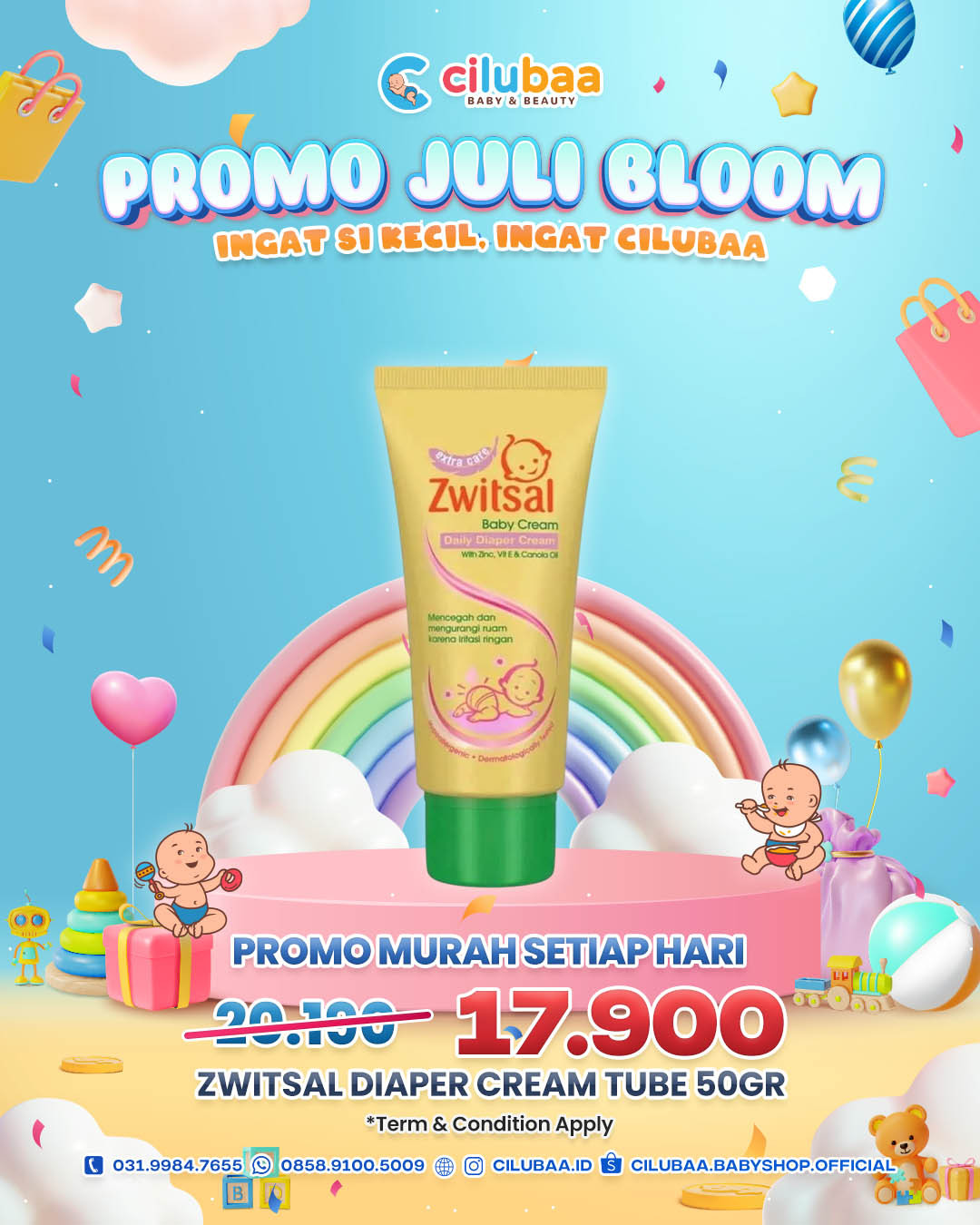 ZWITSAL DIAPER CREAM TUBE 50gr only Rp 17.900!