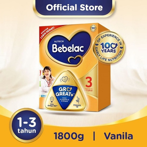Bebelac 3 Madu/Vanila 1800gr - Kemasan Kardus & Kaleng
