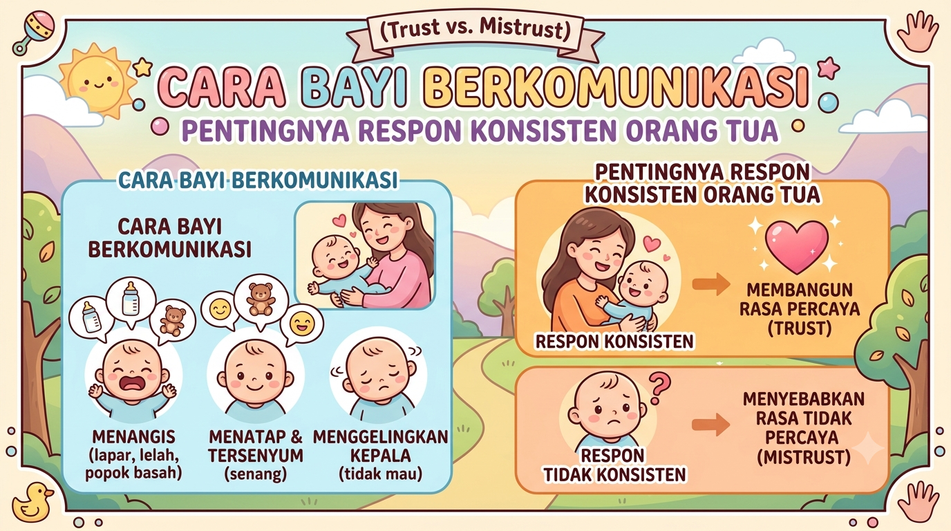Cara Bayi Berkomunikasi & Pentingnya Respon Konsisten Orang Tua (Trust vs. Mistrust)