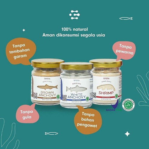 Crystal Powder Kaldu MPASI Anak 20gr / White Anchovy / Brown Anchovy / Shrimp Powder / Bubuk Udang Teri Gabus