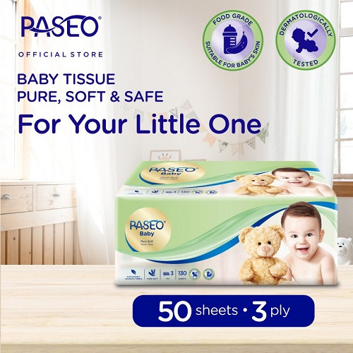 Paseo Pure Soft Facial 50 Sheet/130 Sheet - Tisu Bayi