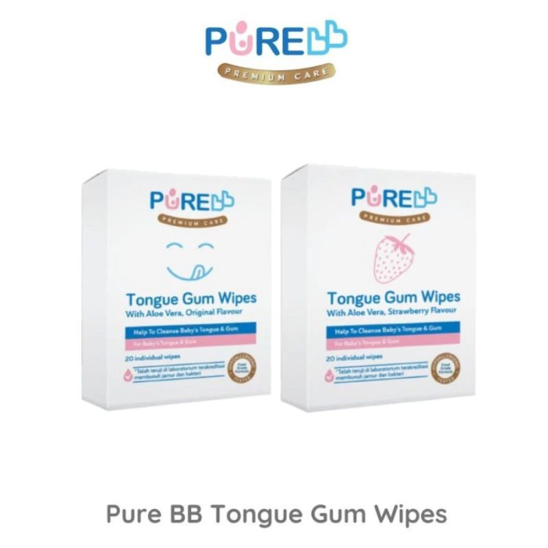 Pure BB Tongue Gum Wipes Ori/Strawberry - Tisu Basah