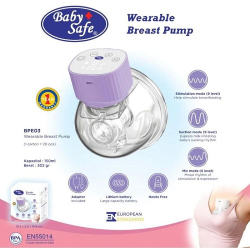 Baby Safe BPE03 Wearable Breast Pump - Pompa Asi Elektrik