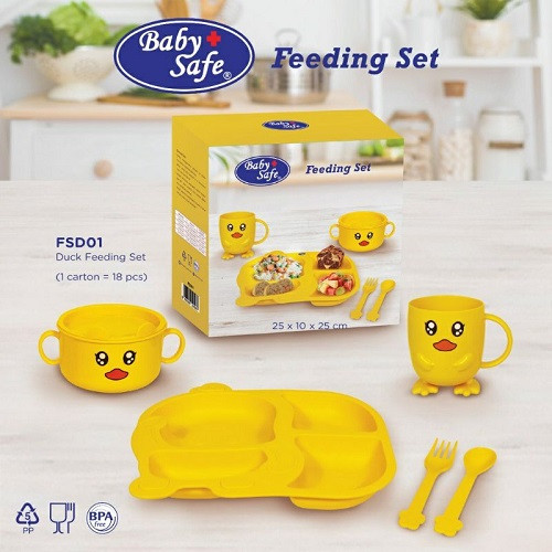 Baby Safe FSD01 Duck Feeding Set - Tempat Makan Bayi Set Isi 5 Pcs