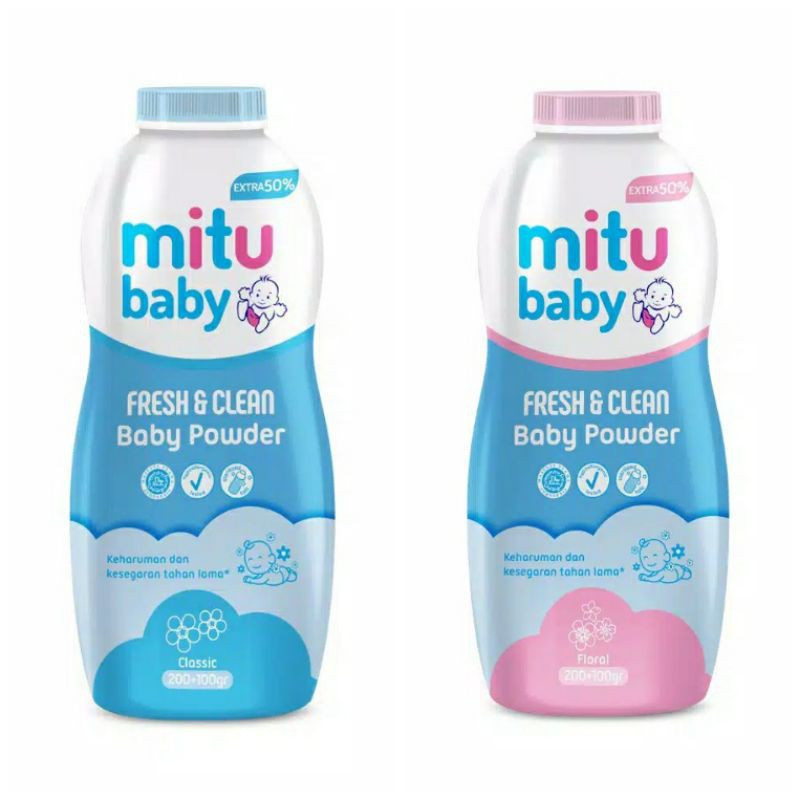 Mitu Baby Powder Classic/Floral 100gr/200gr - Bedak Bayi